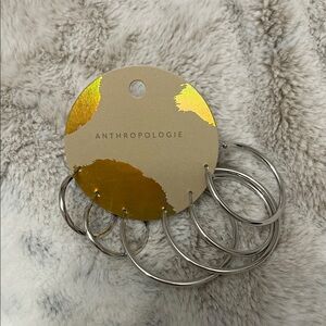 Anthropologie Shiny Silver Hoop Earrings